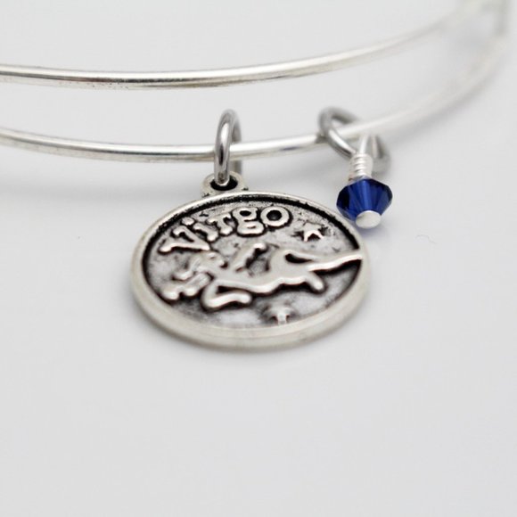September Virgo Adjustable Charm Bangle - Handmade Zodiac Bracelet - Picture 10 of 13